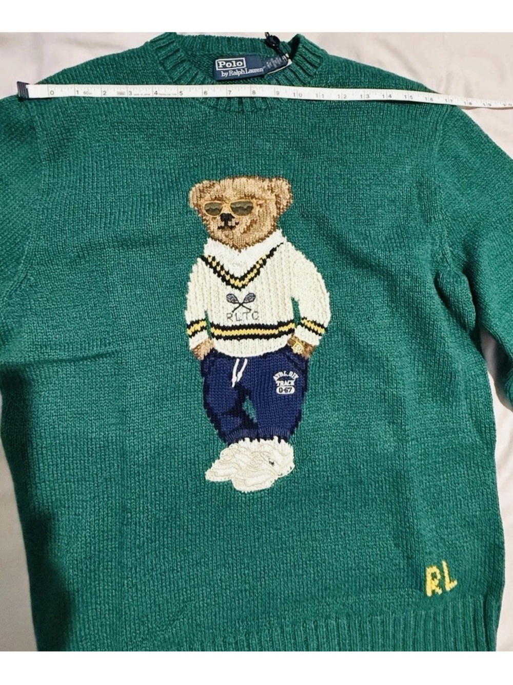 Polo by Ralph Lauren Green Bear Knit Crewneck Sweater
